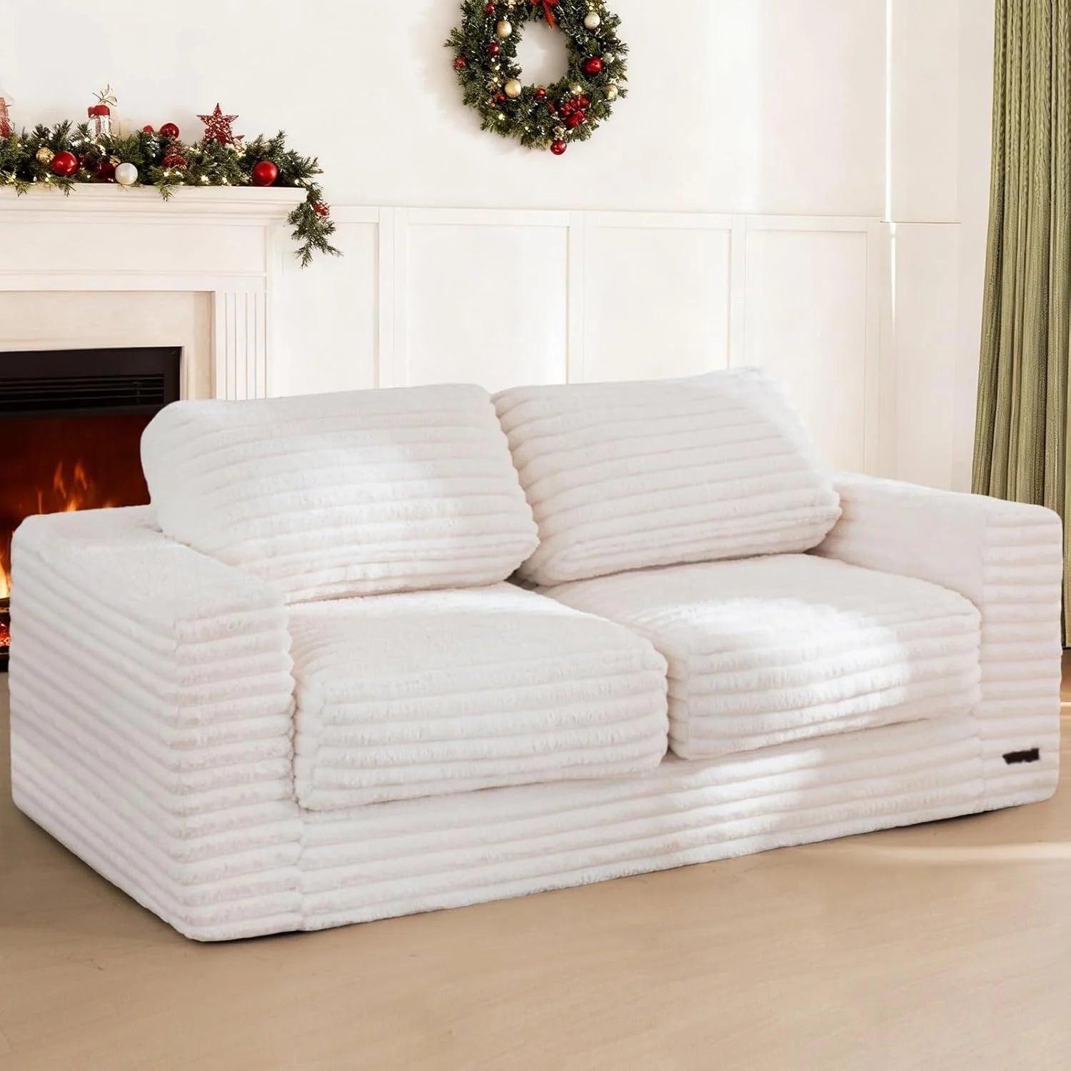 MAXYOYO Bean Bag Chair Two-seat Bean Bag Sofa with Pillows Upholstered Loveseat Floor Sofa
