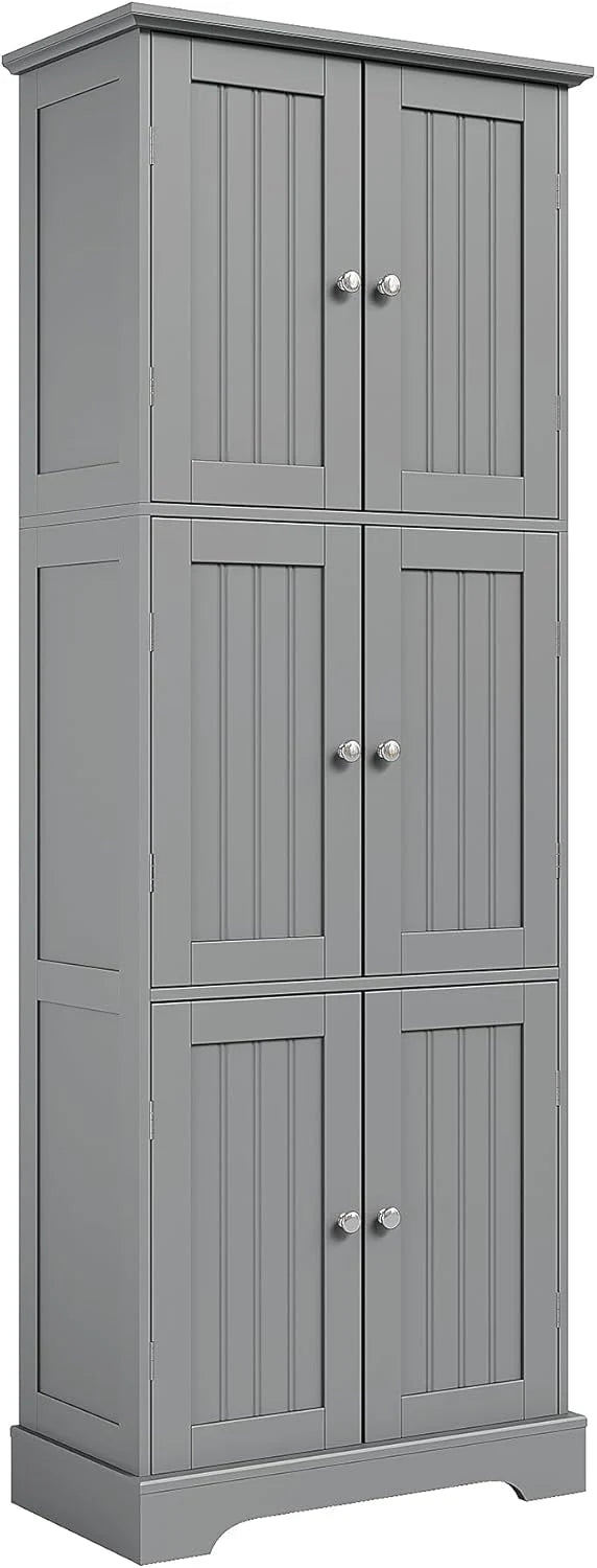 ChooChoo Tall Bathroom Storage Cabinet with 6 Doors, Freestanding Floor Cabinet